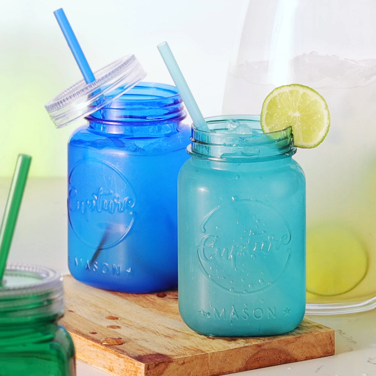 Acrylic Mason Jar Tumblers with Lids & Straws 20 oz 6 Pack D479630