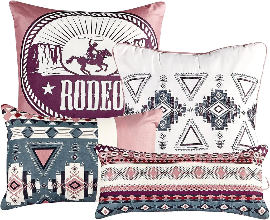 Teal Pink Southwestern Design Comforter Bedding Set Queen Size L322