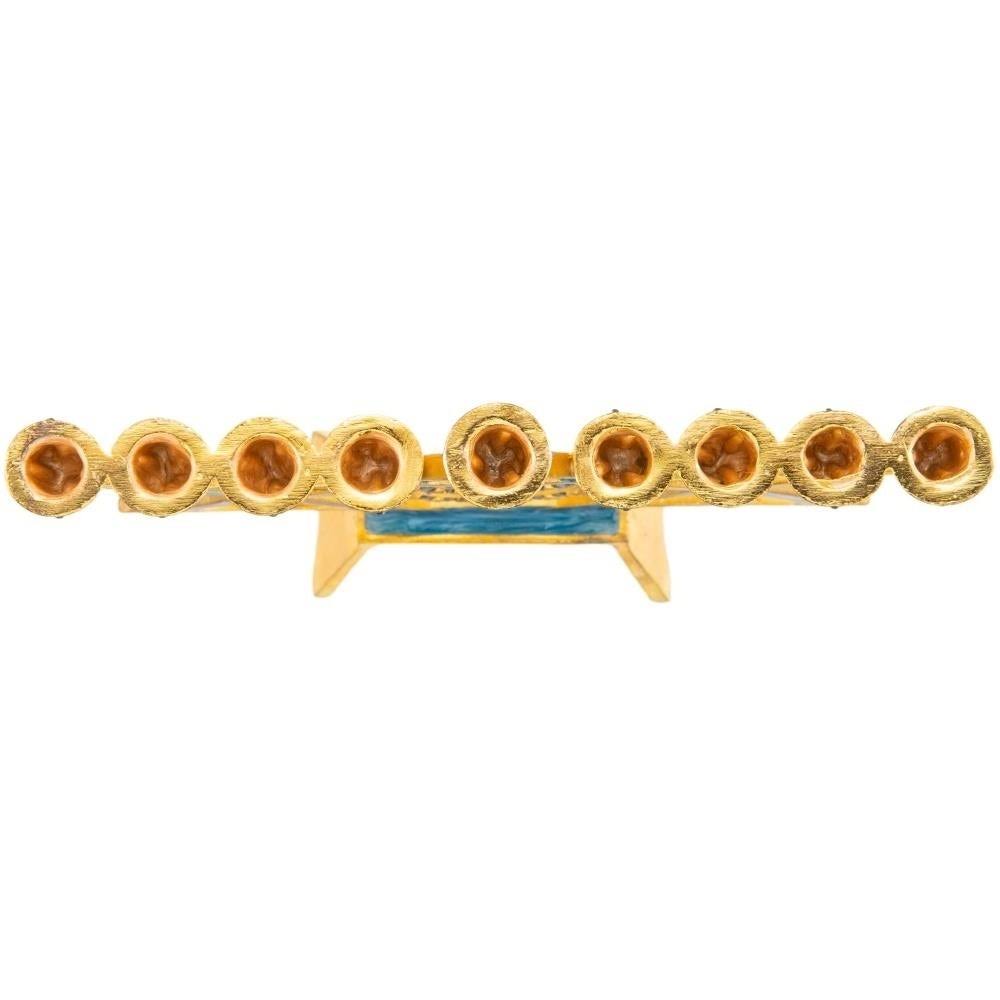 Blue Enamel Menorah Candelabra H61440
