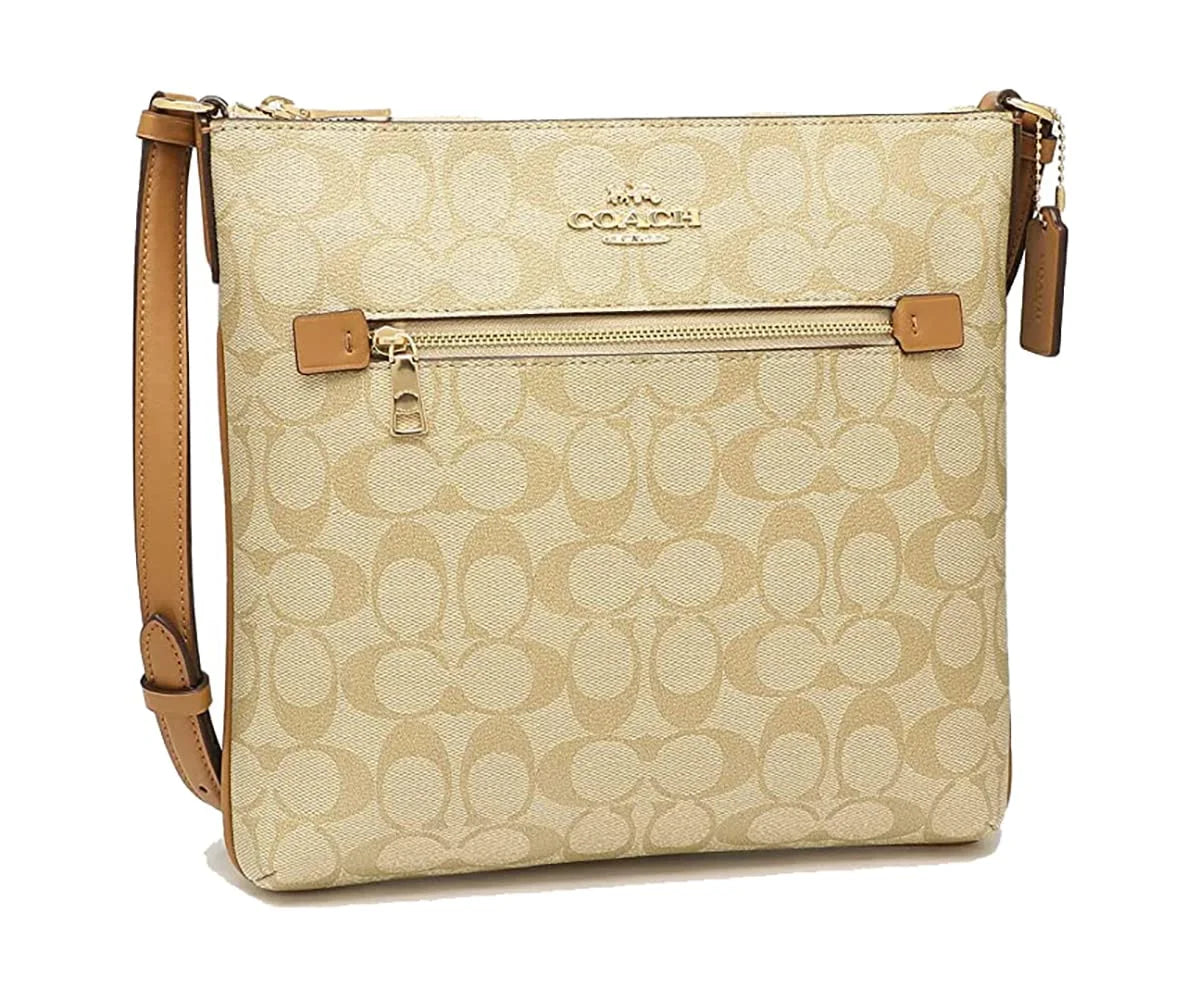 Signature Canvas Light Khaki Saddle File Bag P253