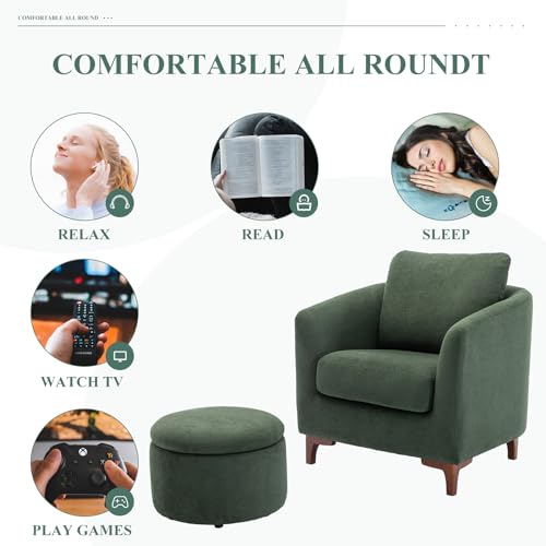Velvet Accent Chair with Storage Ottoman Set of 2, Camel K8517