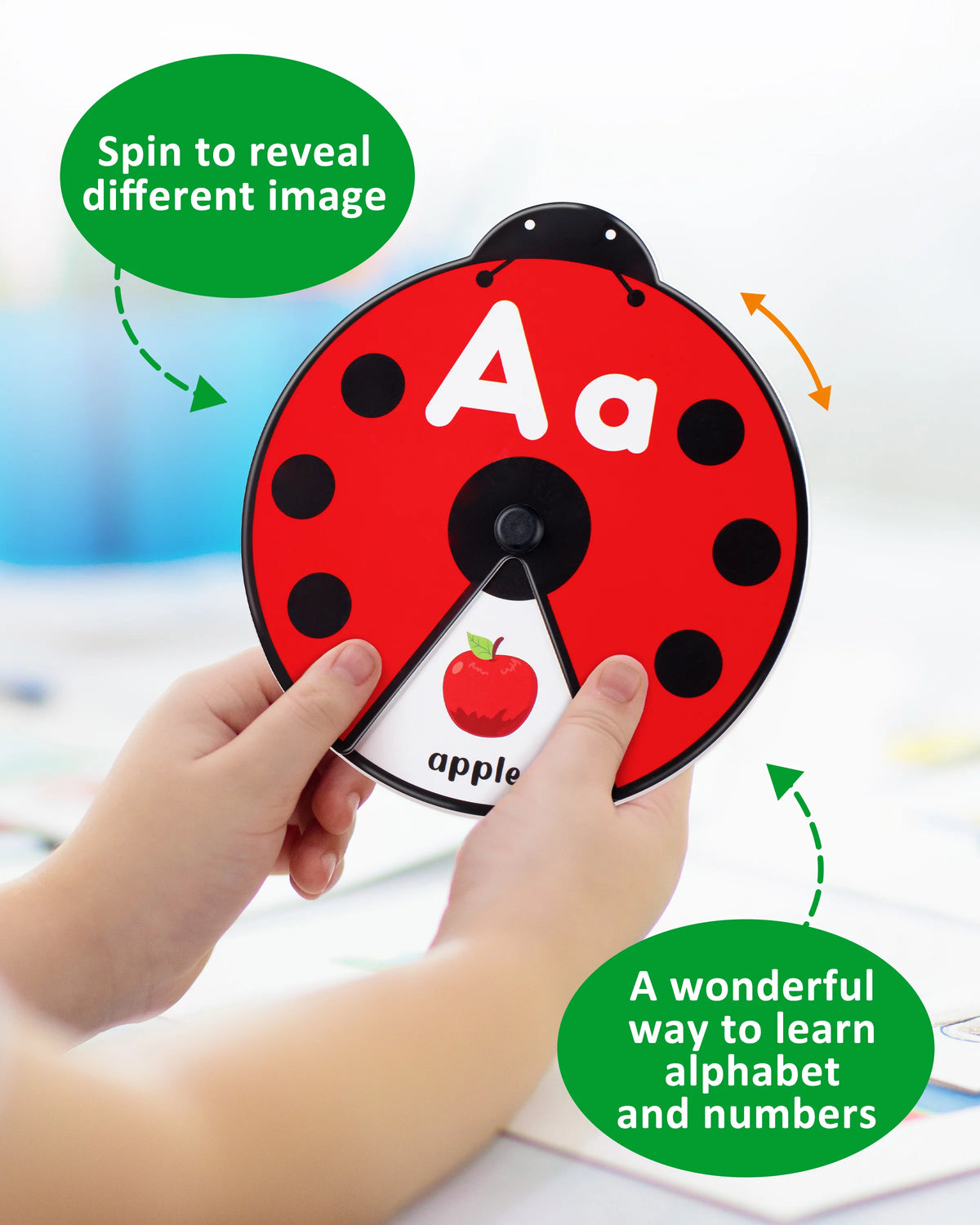 Interactive Alphabet Learning Toy, ABC Number Letters Spinning Game, Sight Words Animal Pattern Ladybug Cards, Montessori Educational Toy for 3 4 5 Year Old Baby Toddlers J496