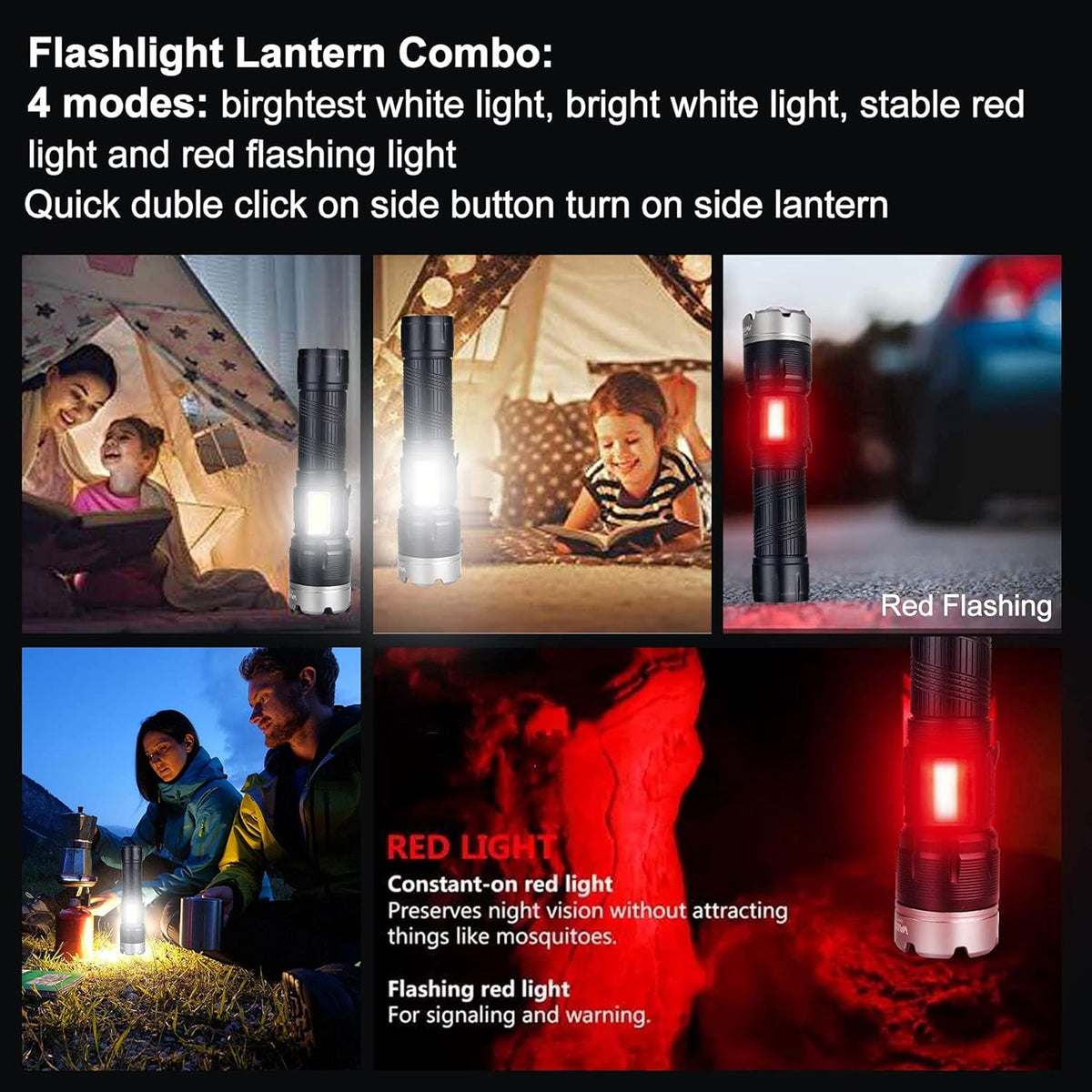 Brightest Rechargeable Zoom Flashlight Lantern Combo D243