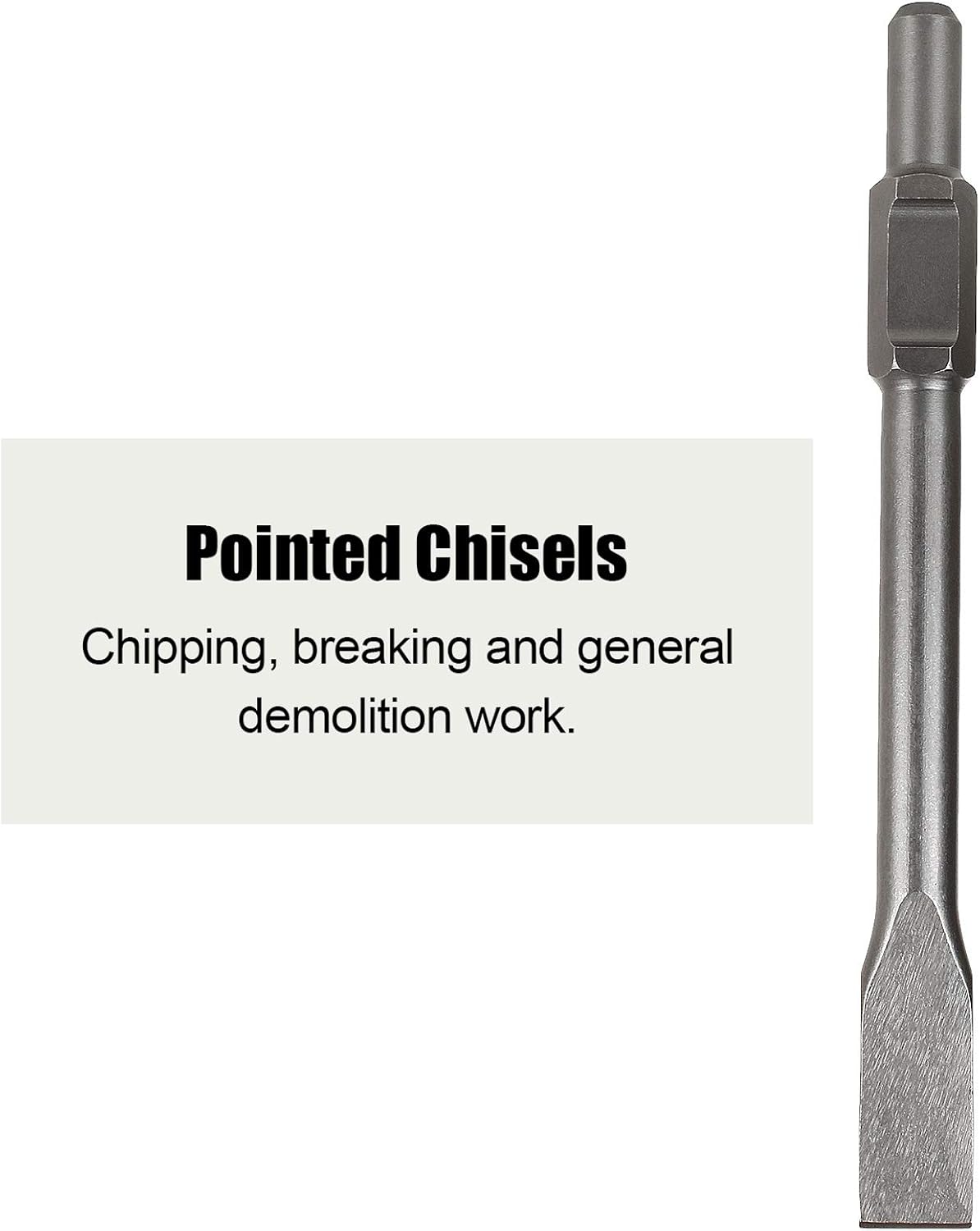 12 inch Demolition Hammer Drill Flat Tip and Bull Point Chisels, Pack of 2 A342654