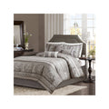 7 Piece Jacquard Comforter Set Grey Cal King U2399