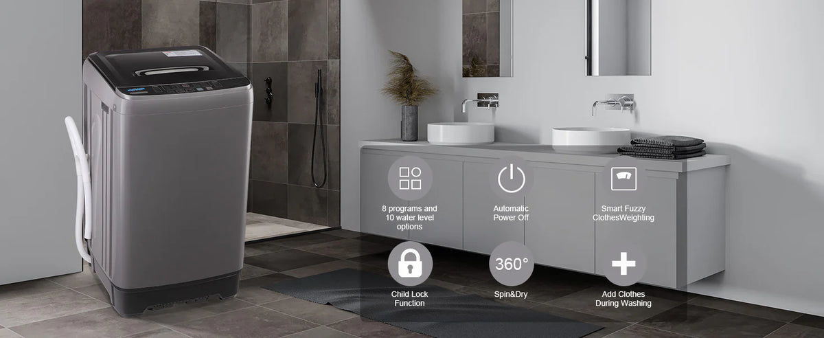 Full Automatic Washing Machine with LED Display, 10 Wash Programs, 8 Water Levels U269