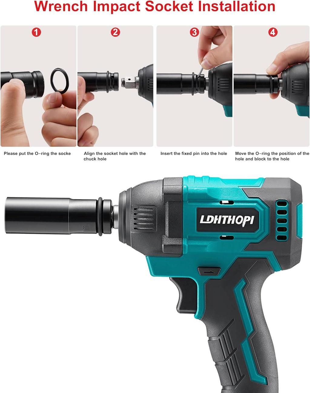 Cordless Impact Wrench 1/2 Inch 21V 370 Ft-lbs with 2 Batteries X1213