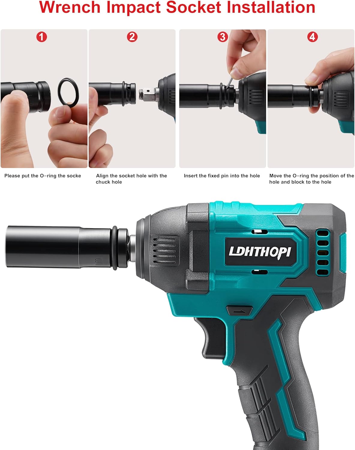 Cordless Impact Wrench 1/2 Inch 21V 370 Ft-lbs with 2 Batteries X1213