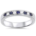 14K White Gold Sapphire Diamond Wedding Ring P934551