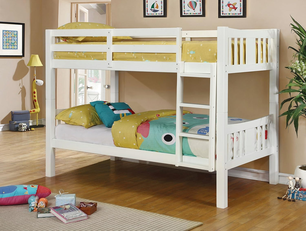 White Twin/Twin Bunk Bed Q166