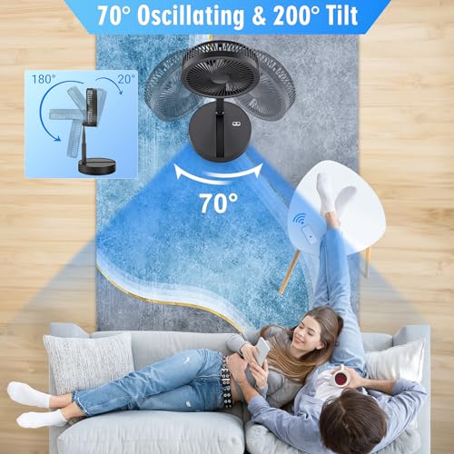 Portable Foldable Rechargeable Oscillating Fan U570380