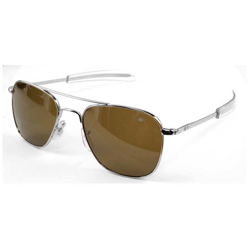 Silver Frame Amber Lens 57mm Pilot Sunglasses L745069