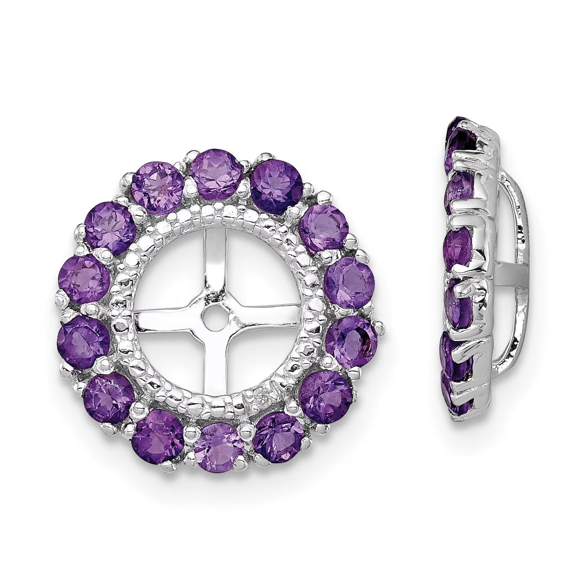 Rhodium Diamond & Amethyst Earring Jacket Earrings V9001