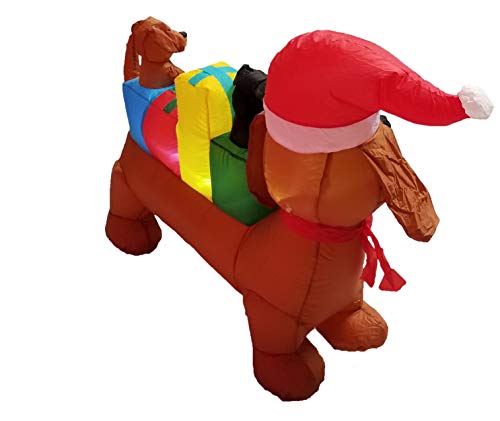Lighted Christmas Inflatable Three Dogs Puppies with Multicolor Gift Boxes LED Lights Outdoor Lawn Decor K9865