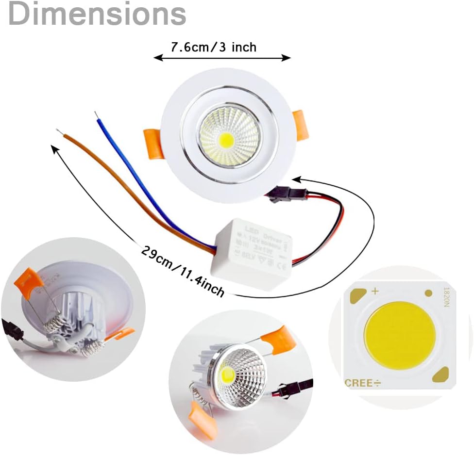 12 Volt Recessed LED Puck Light, 6500K White, 3 inches (12 Pack) S700507