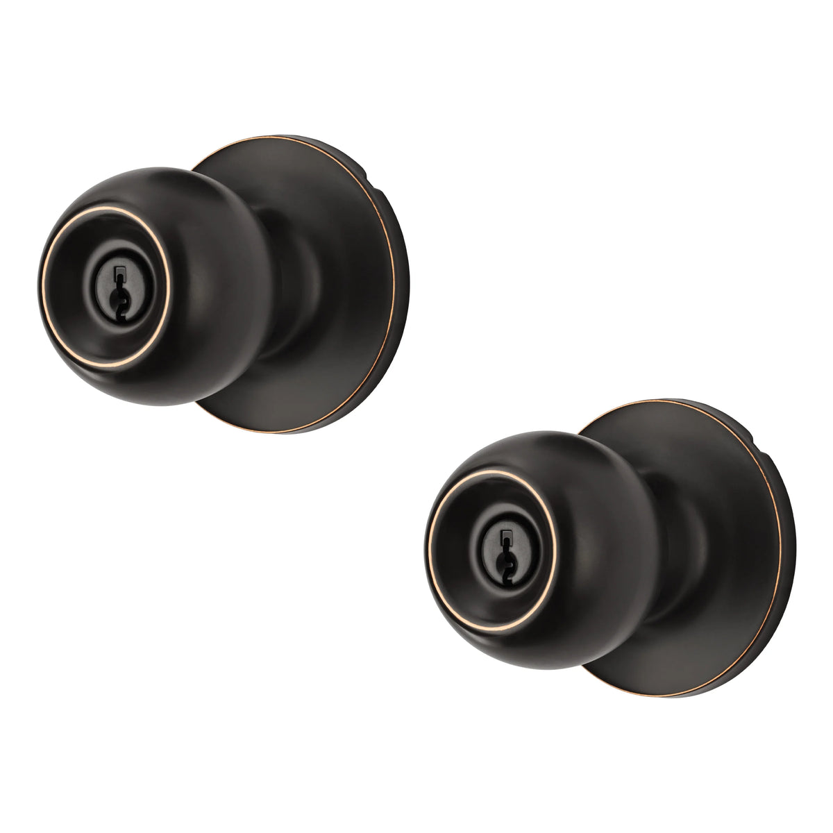 Oil-Rubbed Bronze Ball Locking Doorknobs Twin Pack P51204