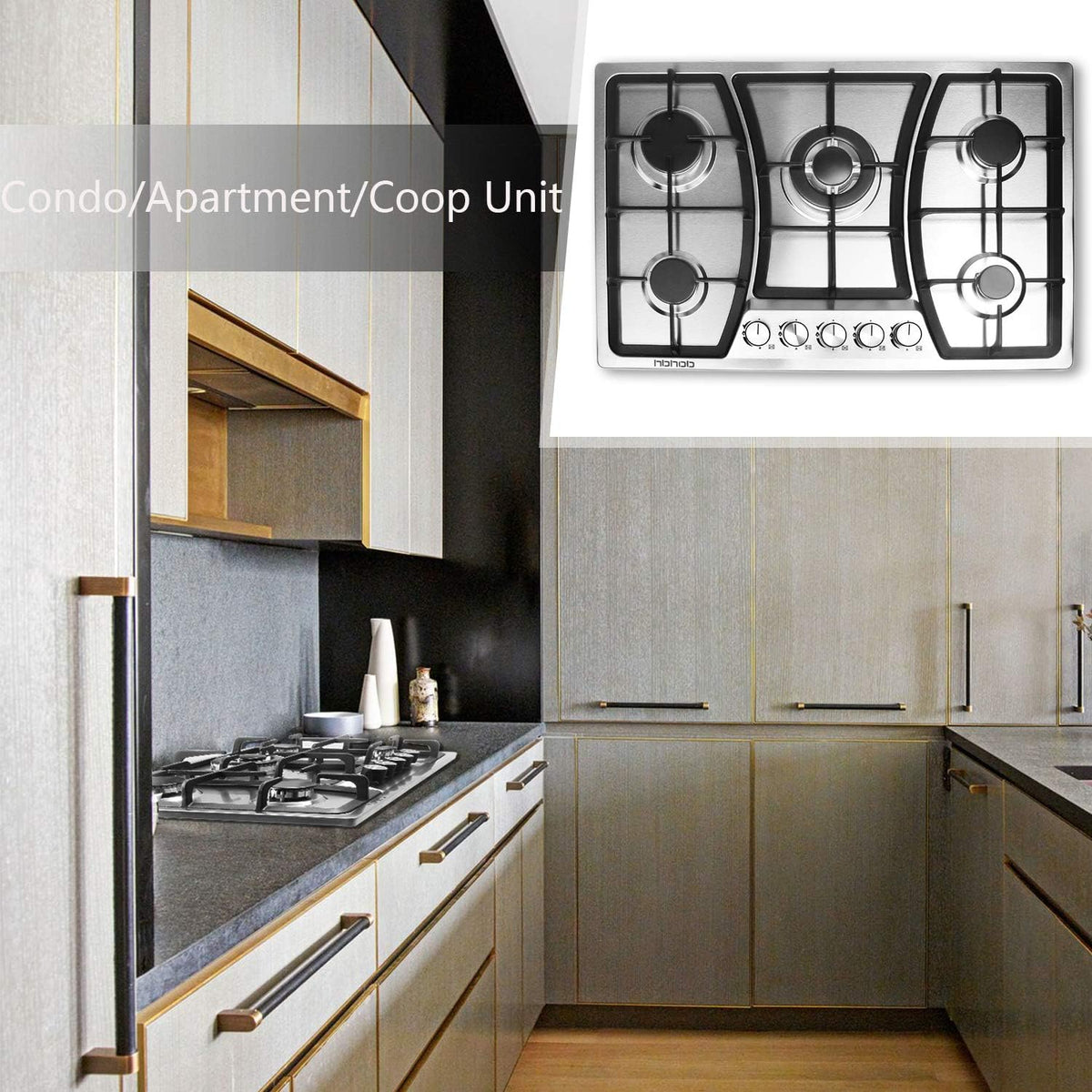 30 inches 5 Burners Stainless Steel Gas Cooktop Q790