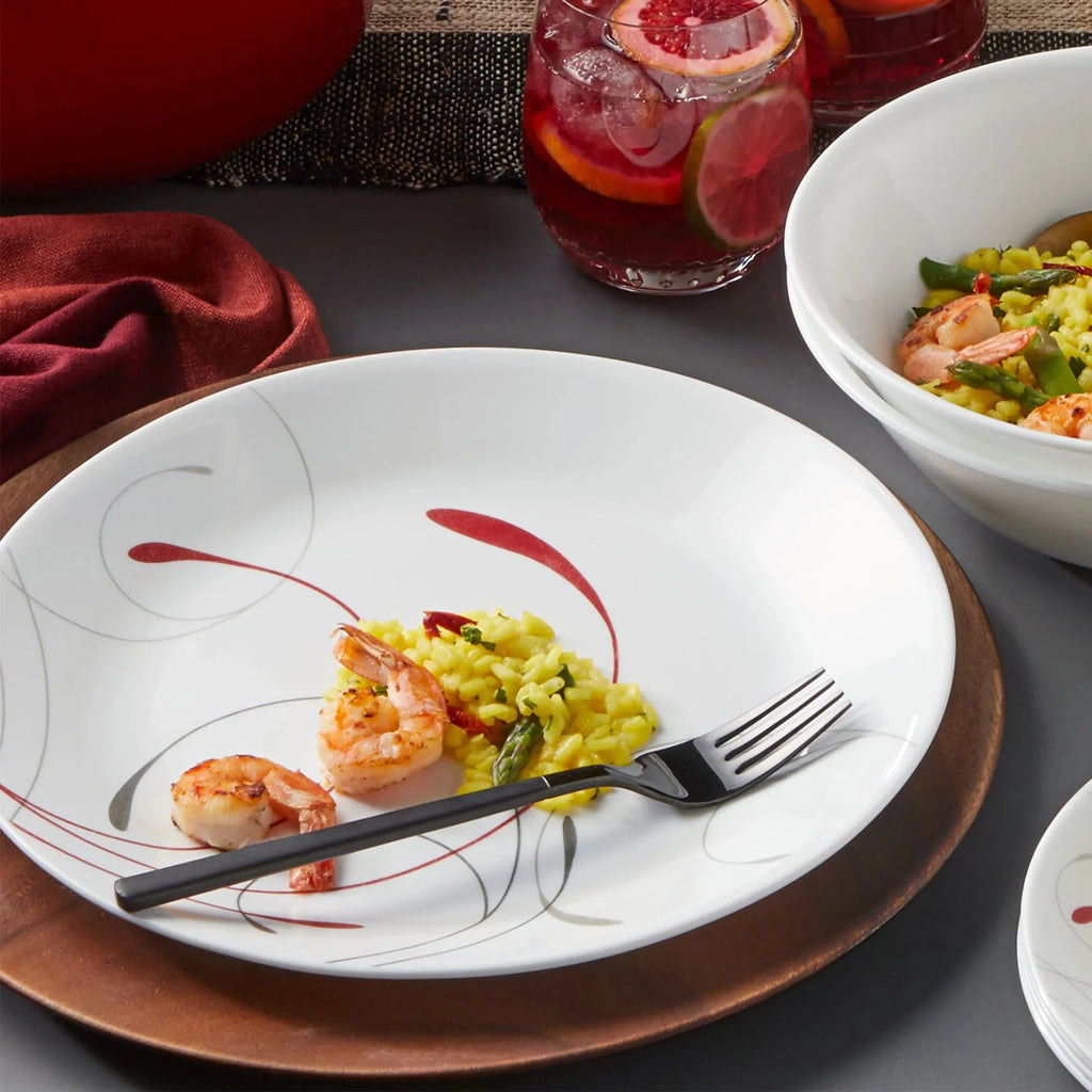 White and Red 12-Piece Dinnerware Set X814