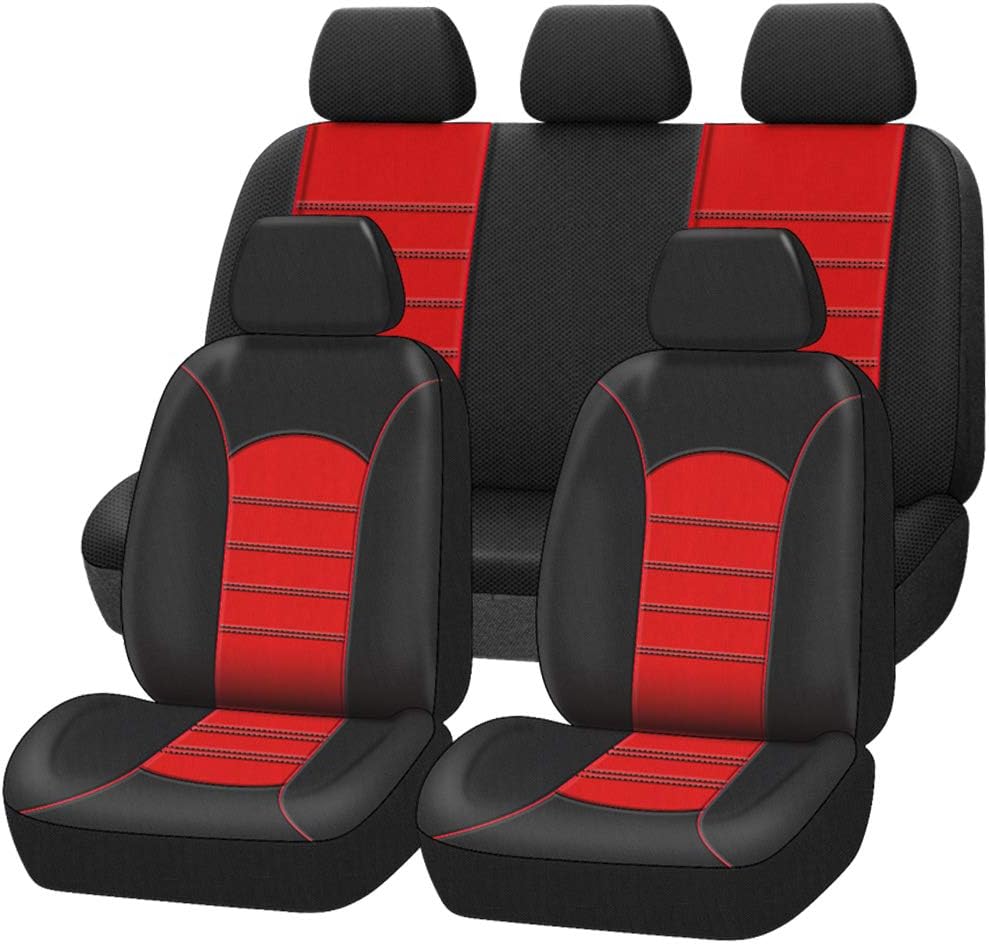 Air Mesh Car Seat Covers Full Set Breathable Airbag Compatible Water Blue U572390