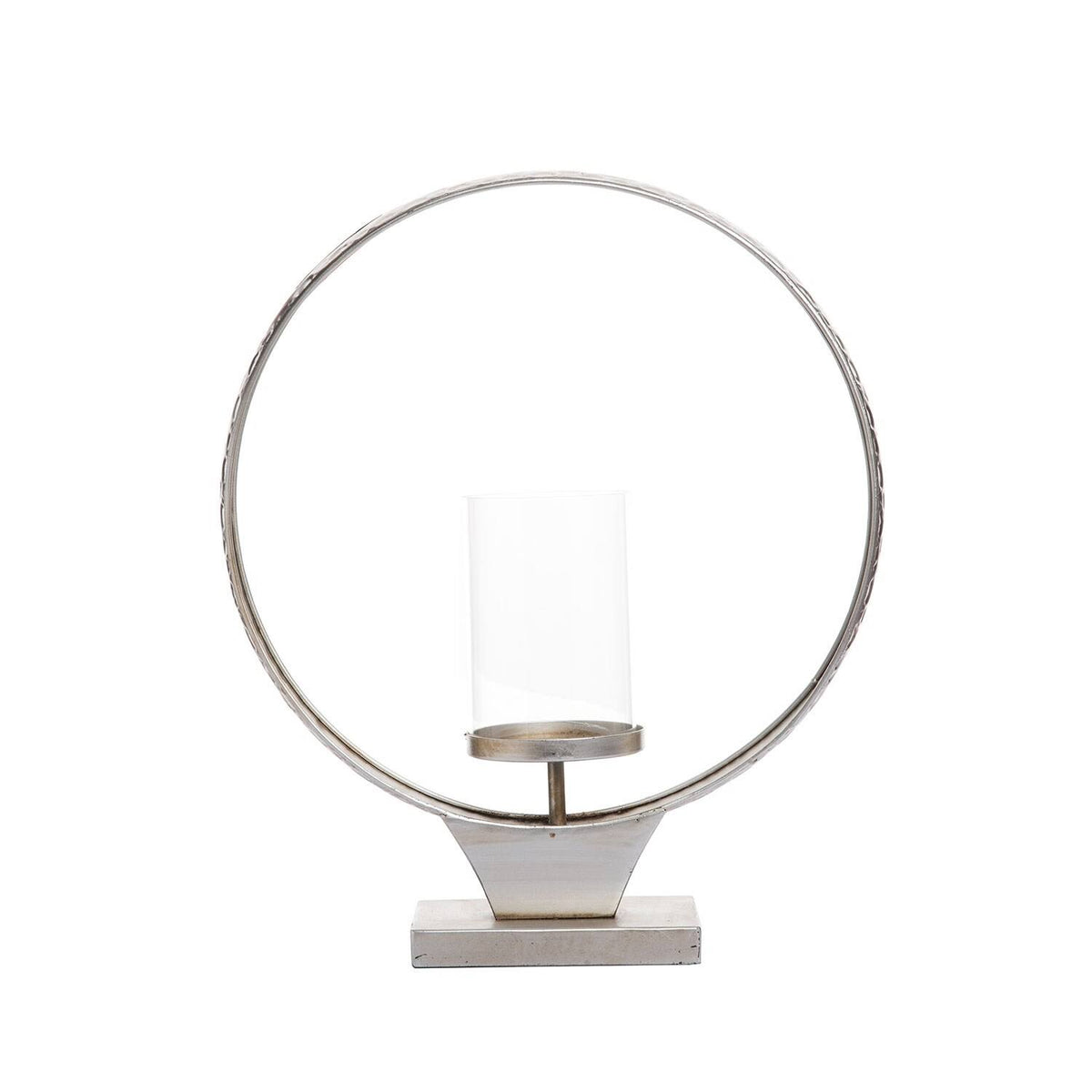 Large Hammered Metal Round Ring Pillar Candle Holder Z1499