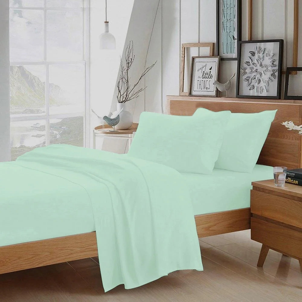 100% Egyptian Cotton 4 Pcs Sheet Set Aqua Blue Cal-King Y501855