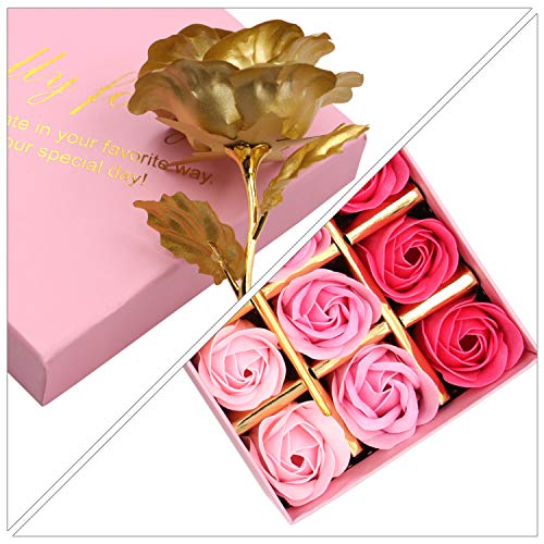 18 PCS Floral Scented Bath Soap Rose Flower Petals Plant Essential Oil Rose Soap Set (Pink) V854369