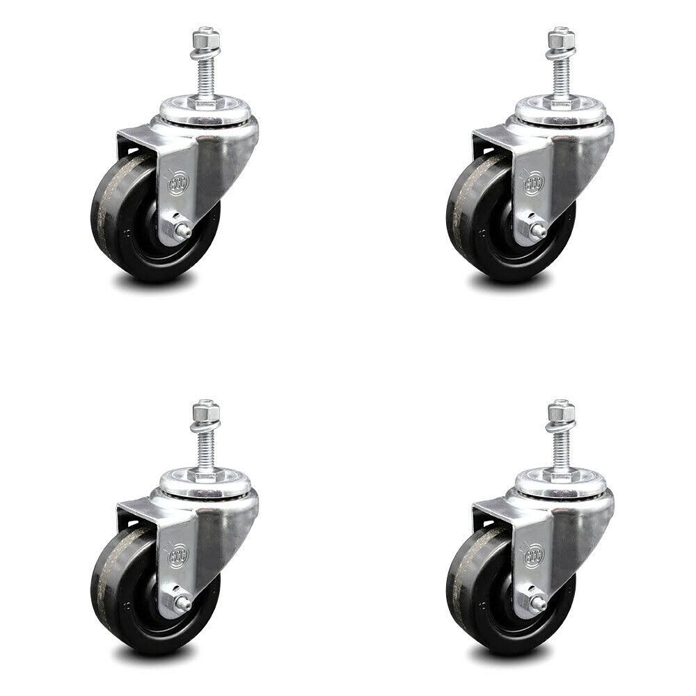 Set of 4 Phenolic Swivel Casters with 3x22 Wheels W3354