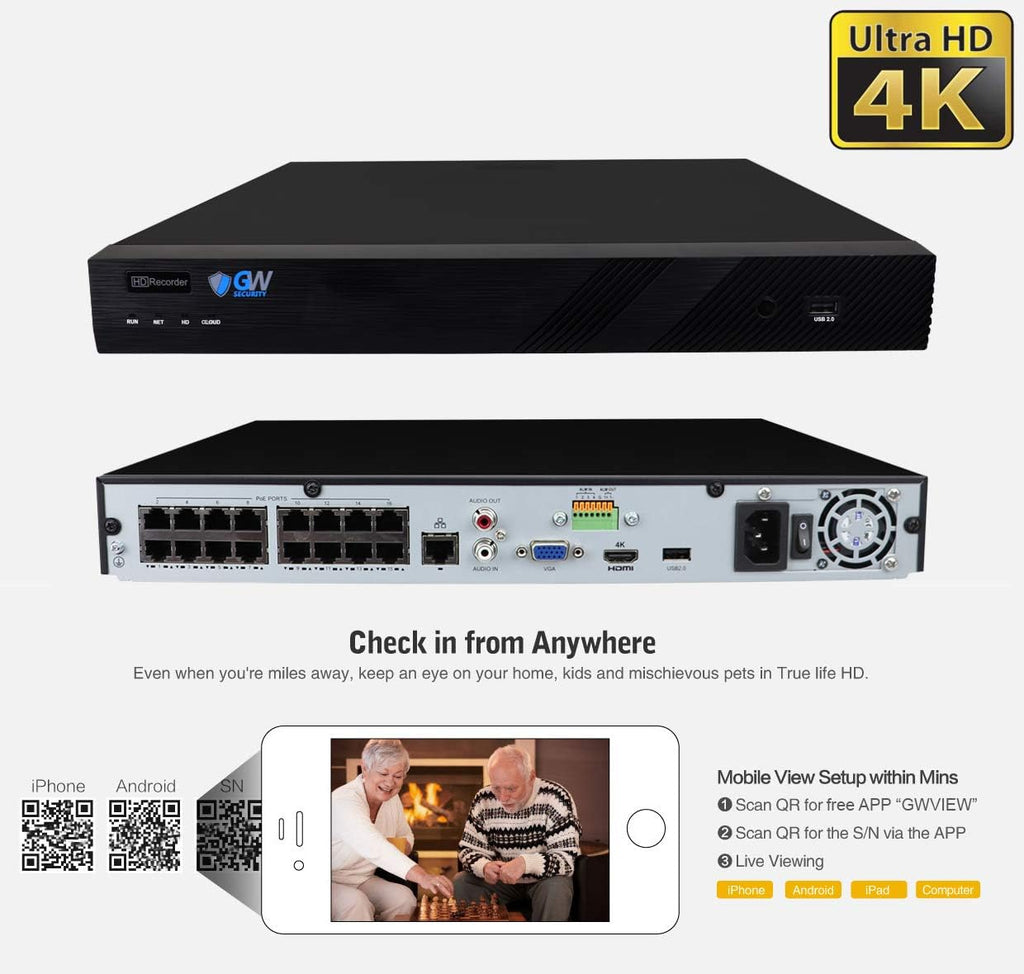 16 Channel 4K NVR 5MP PoE Security Camera System with 12 Dome Cameras B335147