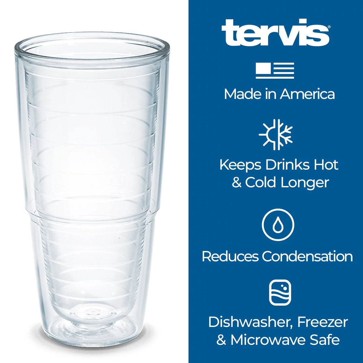 24oz 2pk Blue Lid Double Walled Insulated Tumbler W174