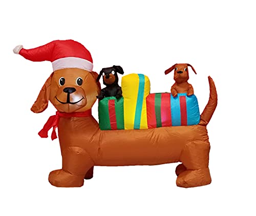 Lighted Christmas Inflatable Three Dogs Puppies with Multicolor Gift Boxes LED Lights Outdoor Lawn Decor K9865