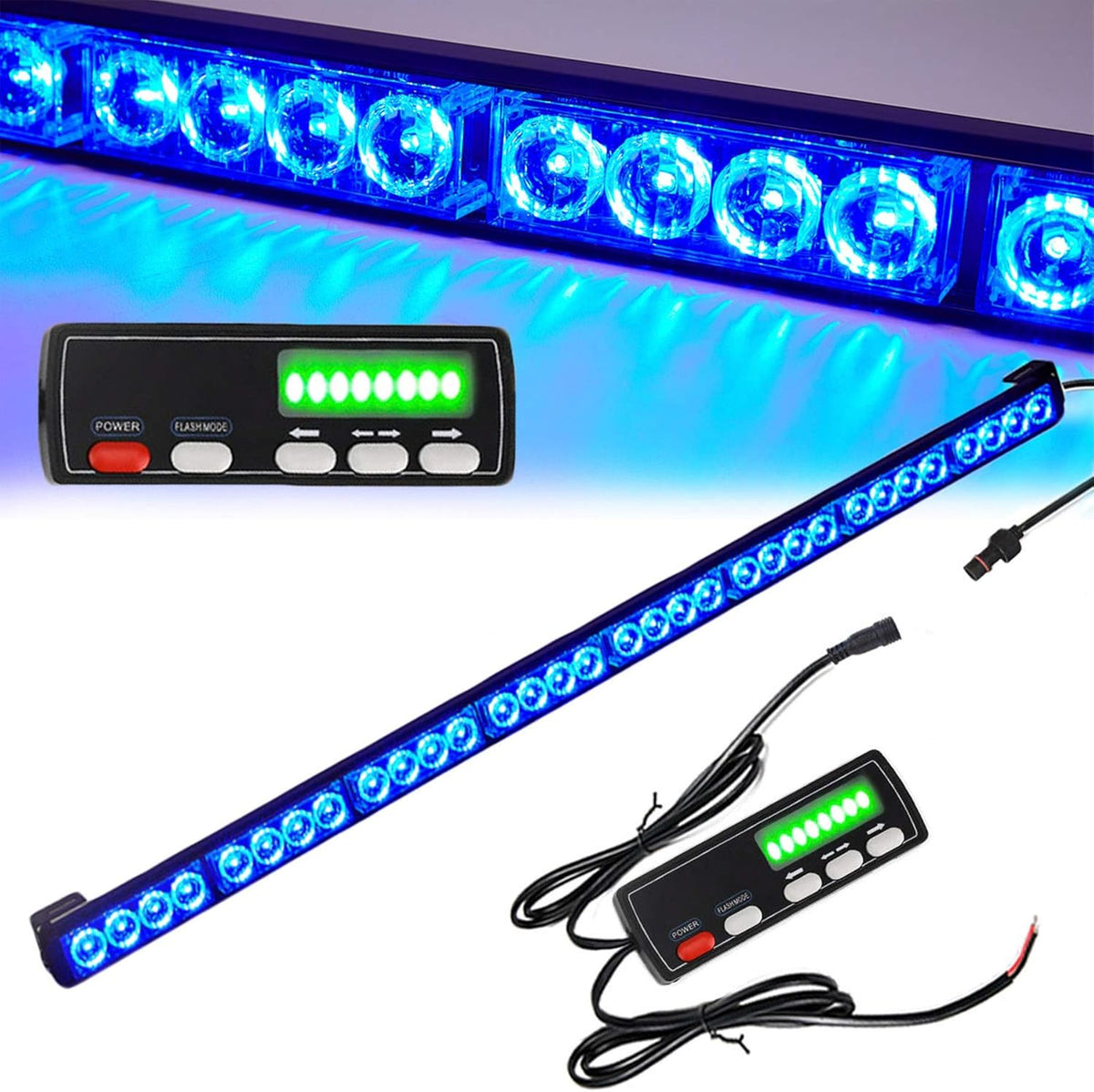 Red/Blue 32 Led Strobe Light Bar 35.5Inch Pack of 2 R898642