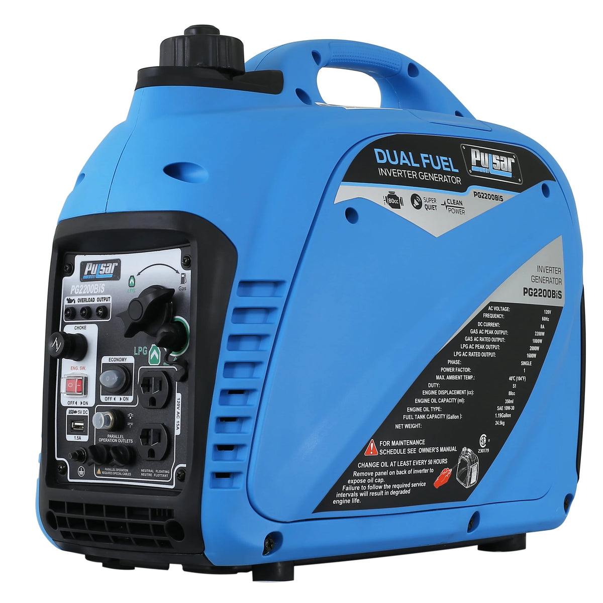 2,200 Watt Dual-Fuel Portable Inverter Generator Z28124