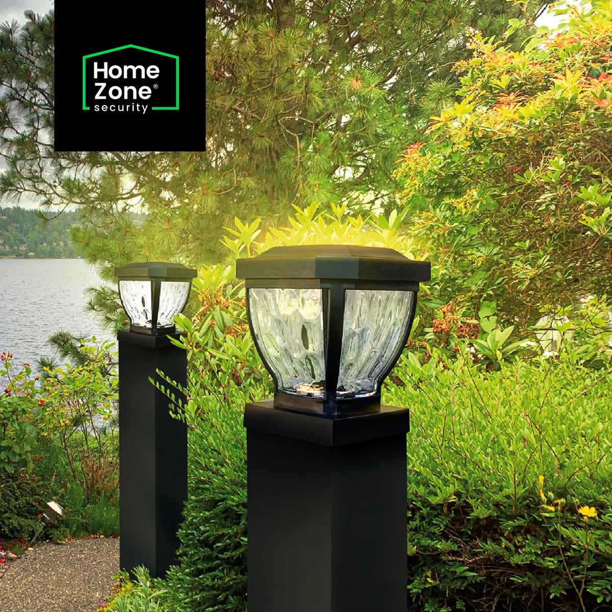 Black Solar LED Post Cap Lights, 2 Pack G407553