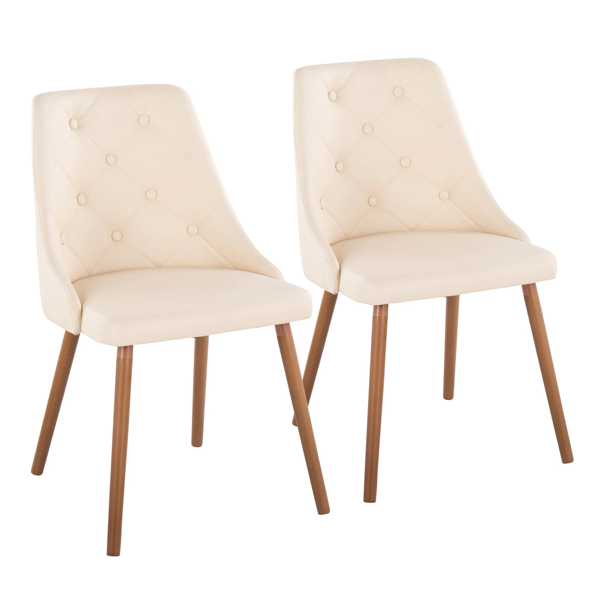 Cream Faux Leather Chair with Tapered Wood Legs Set of 2 M865736