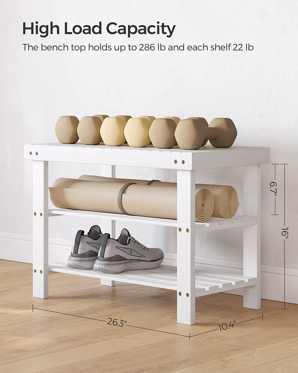 White 3-Tier Bamboo Shoe Rack Bench O226