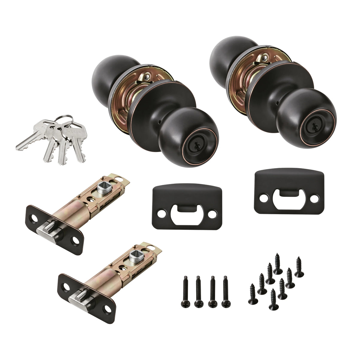 Oil-Rubbed Bronze Ball Locking Doorknobs Twin Pack P51204