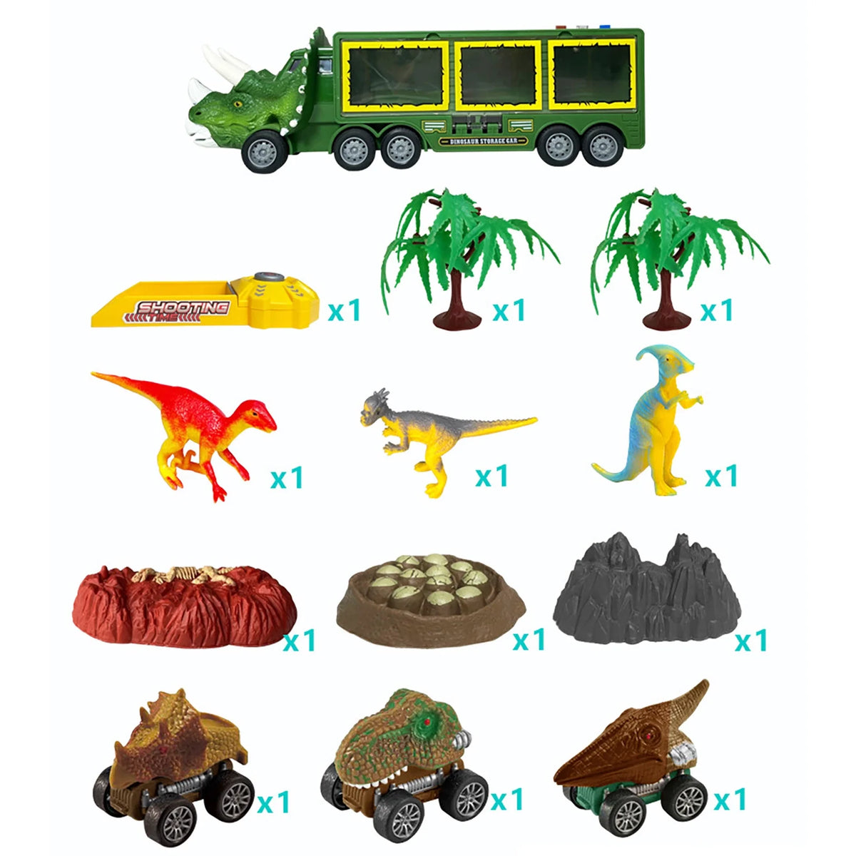 Dinosaur Transport Truck Carrier Toy Car With Dinosaurs Helicopter Portable Handle J299