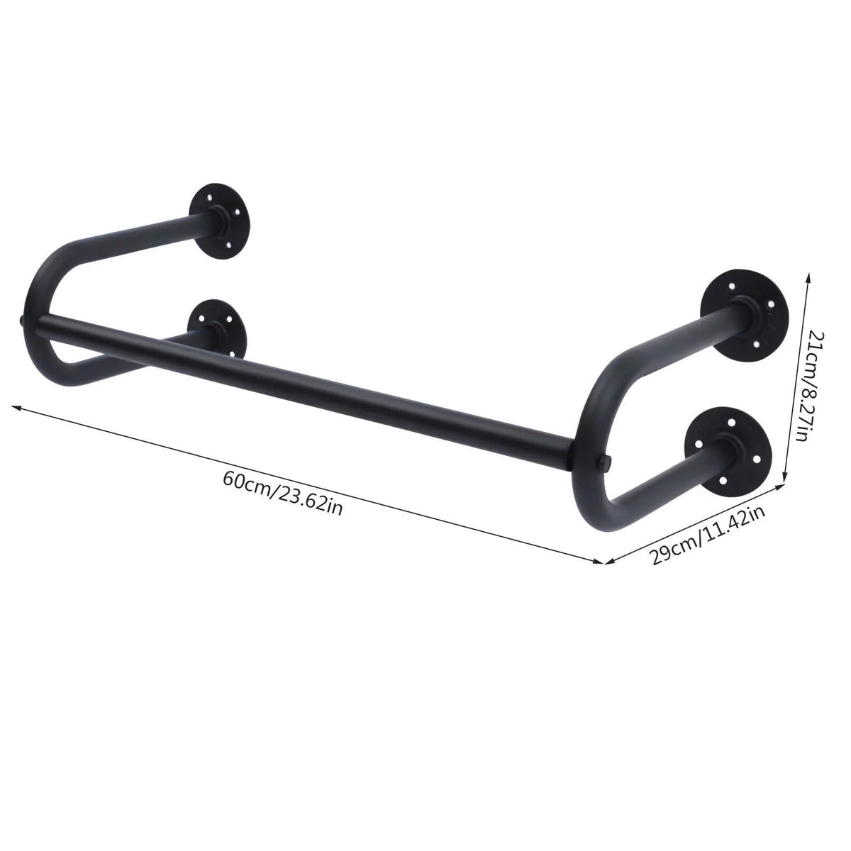 Wall Mounted Garment Rack 23.62 Inches Black Metal O47274