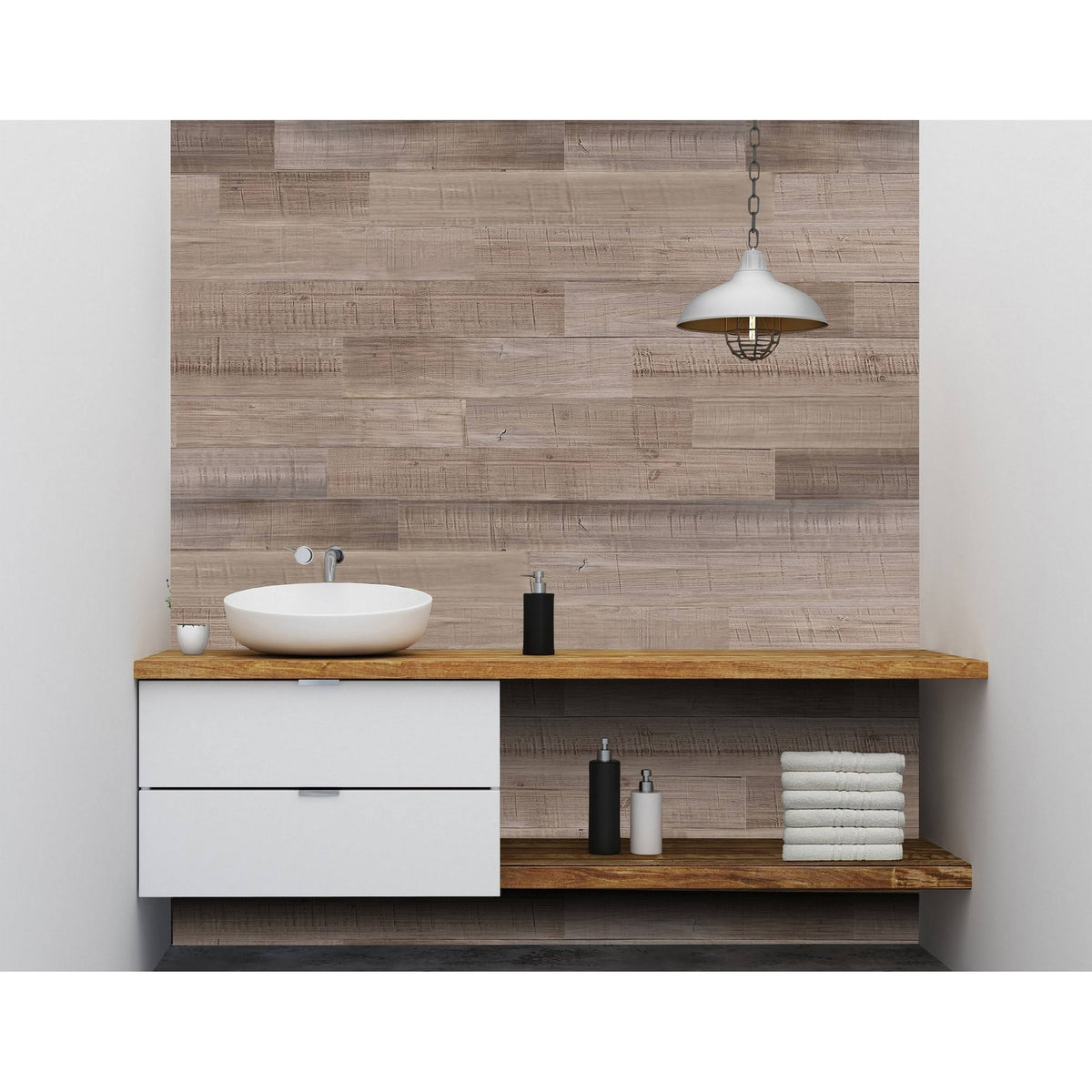 Reclaimed Peel & Stick Solid Wood Wall Paneling G54225