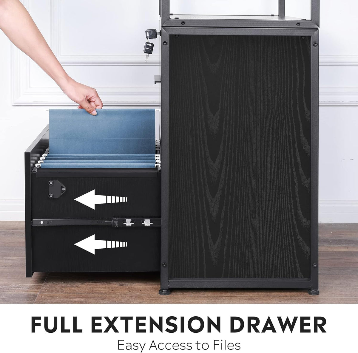 2 Drawer Black Lateral File Cabinet with Lock J962
