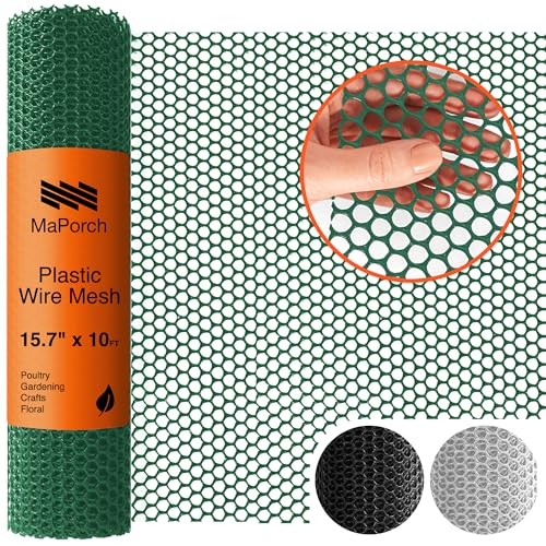 Green Plastic Wire Mesh Fence 15.7IN x 10FT Roll S77380