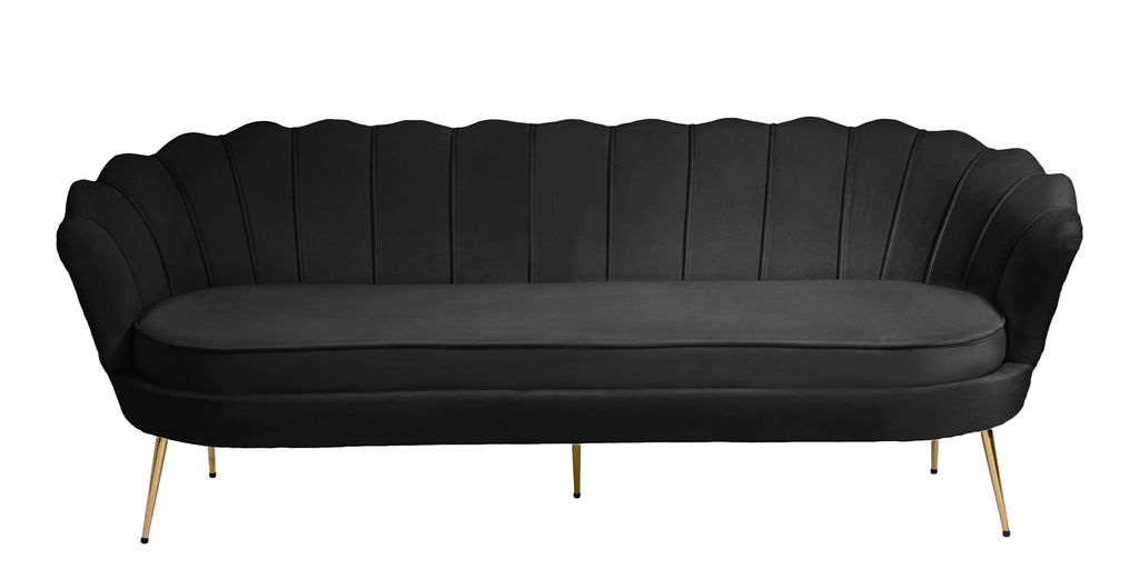 Black Velvet Channel Tufted Sofa T242