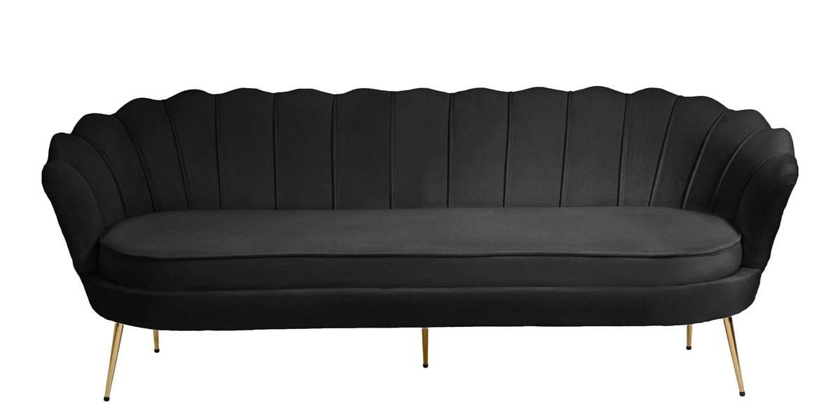 Black Velvet Channel Tufted Sofa T242