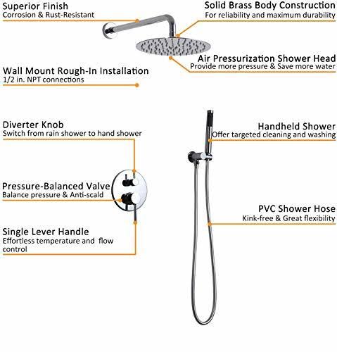 Chrome Wall Mounted Rain Shower Faucet Set with Hand Shower D40601