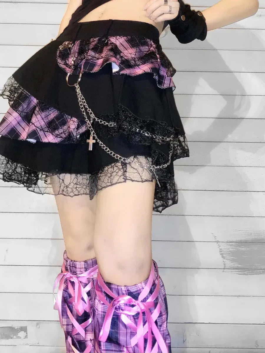 Kawaii Pink Lace Tu Tu Skirt Y665476