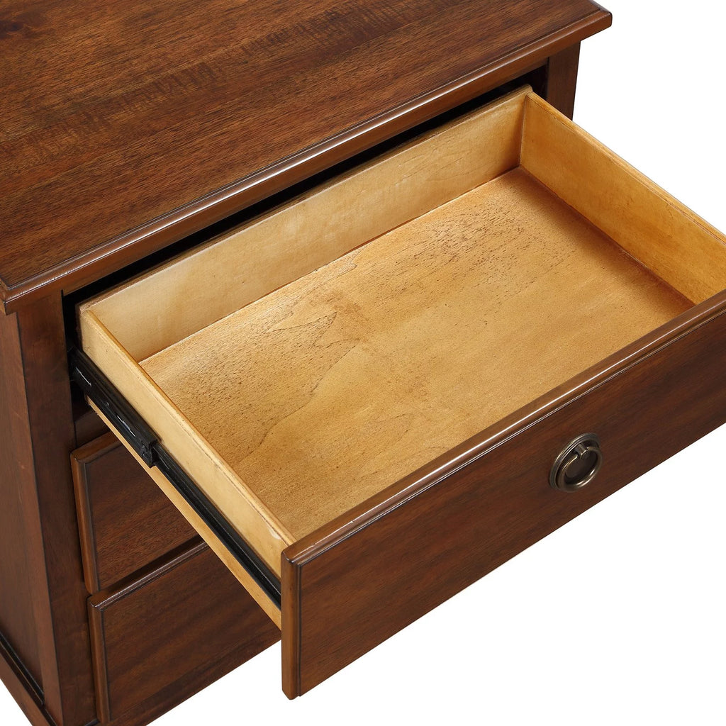 Brown 3-Drawer Wood Nightstand M1342
