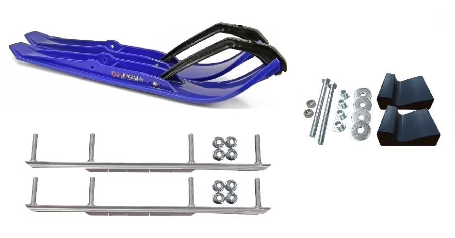 Blue XPT Snowmobile Skis with 7.5" Shaper Bars Complete Kit B724