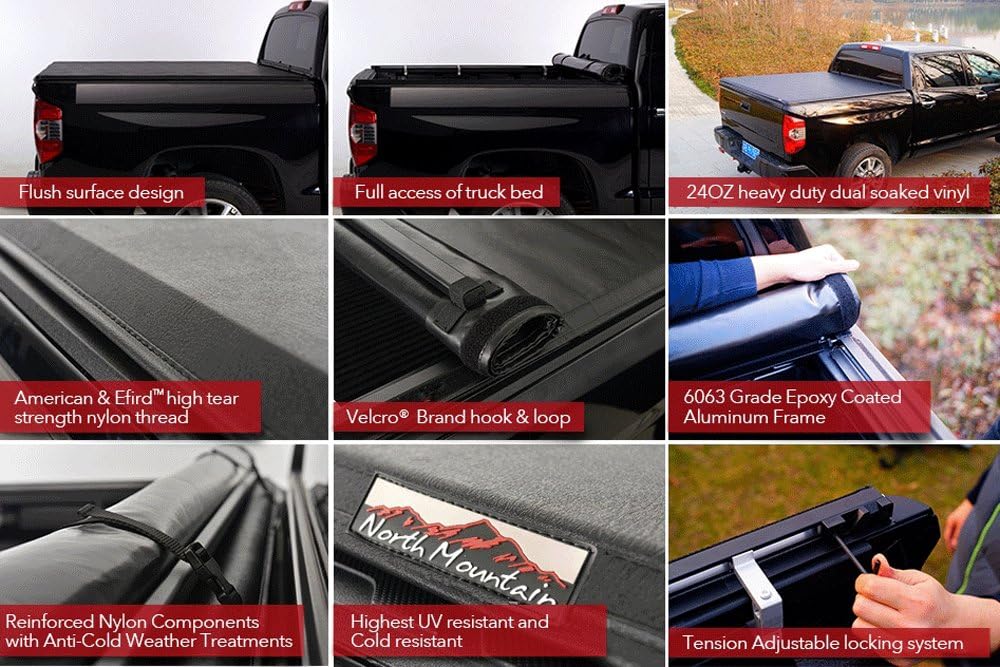 Soft Roll Up Tonneau Cover with Rails and Mounting Hardware Y558184