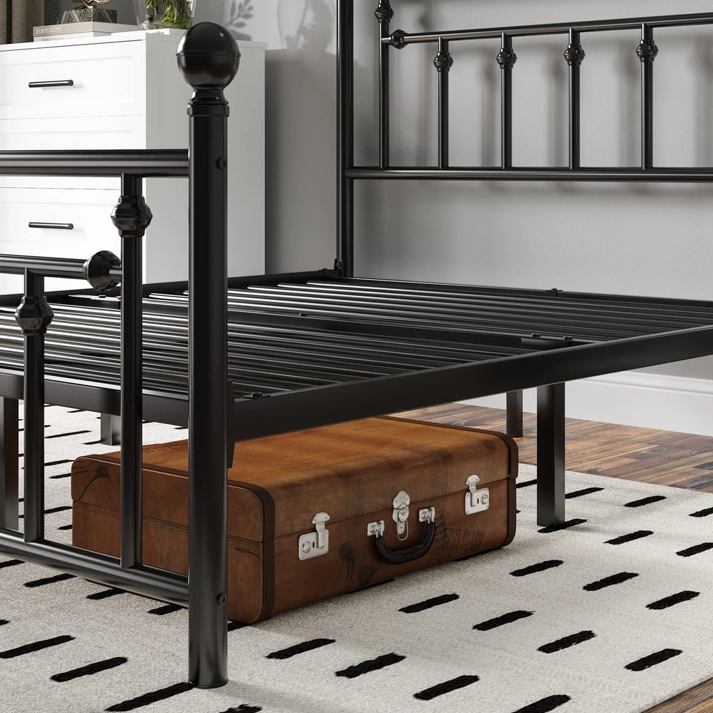 Full Size Black Iron Bed Frame with Headboard and Footboard P5807