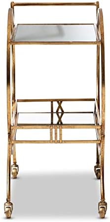 Antique Gold Finished 2-Tier Mobile Bar Cart L9716